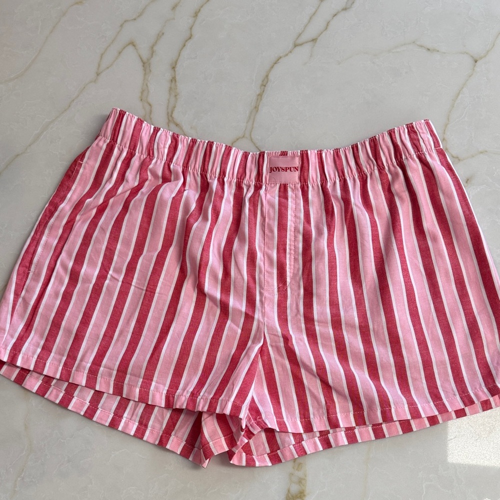 Pink and White Striped boxer Shorts